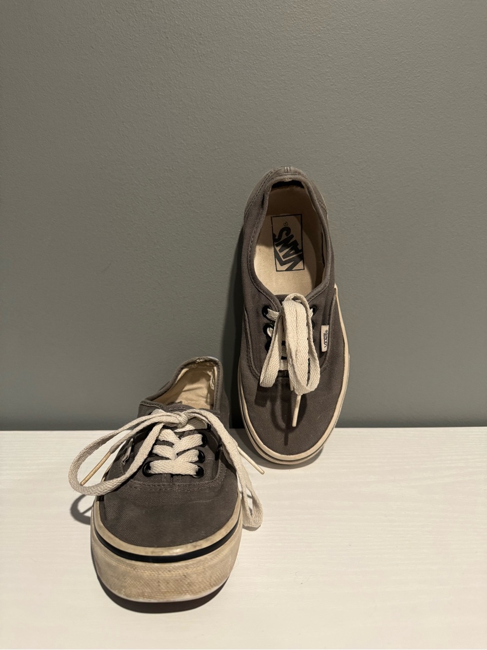 Vans Low-Top Sneakers in Dark Gray and White